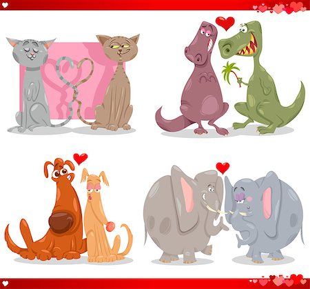 simsearch:400-07986020,k - Cartoon Illustration of Cute Valentines Day Animal Couples in Love Collection Set Stock Photo - Budget Royalty-Free & Subscription, Code: 400-07975976