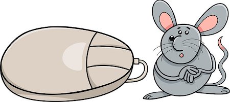 Cartoon Humor Illustration of Funny Mouse Rodent and Computer Mouse Stock Photo - Budget Royalty-Free & Subscription, Code: 400-07975988