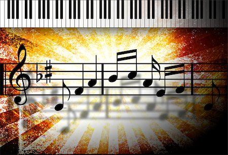 simsearch:400-04859014,k - Illustration of musical notes and piano as a musical background. Foto de stock - Super Valor sin royalties y Suscripción, Código: 400-07976311