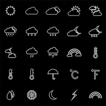 simsearch:400-07406394,k - Weather line icons on black background, stock vector Foto de stock - Super Valor sin royalties y Suscripción, Código: 400-07976385