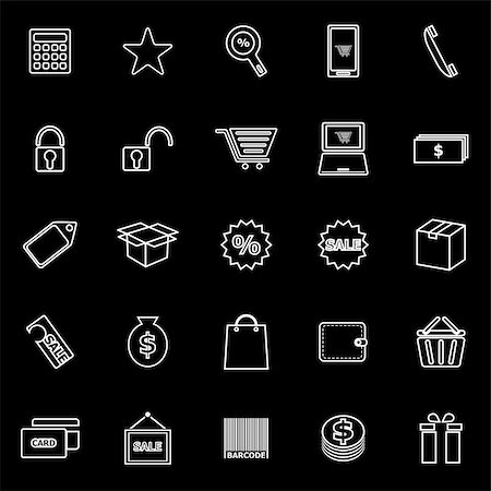 simsearch:400-08133409,k - Shopping line icons on black background, stock vector Foto de stock - Super Valor sin royalties y Suscripción, Código: 400-07976382