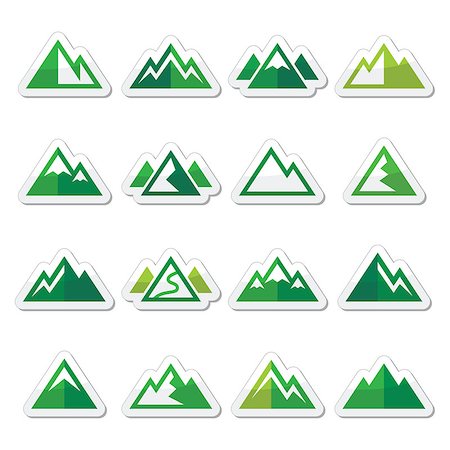 simsearch:400-07899385,k - Vector icons set of mountain landscape isolated on white Stock Photo - Budget Royalty-Free & Subscription, Code: 400-07976449