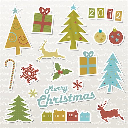 Christmas retro pop art elements EPS 10 Stockbilder - Microstock & Abonnement, Bildnummer: 400-07976578