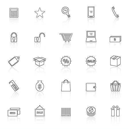 simsearch:400-08133409,k - Shopping line icons with reflect on white background, stock vector Foto de stock - Super Valor sin royalties y Suscripción, Código: 400-07976595