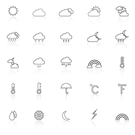 simsearch:400-07406394,k - Weather line icons with reflect on white background, stock vector Foto de stock - Super Valor sin royalties y Suscripción, Código: 400-07976598