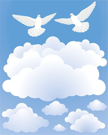 Vector illustration of a doves at the sky Stock Photo - Budget Royalty-Free & Subscription, Code: 400-07976626