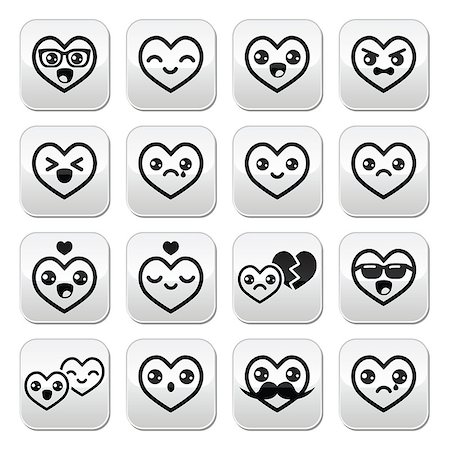 Japanese Kawaii characters isolated on white - love concept Stock Photo - Budget Royalty-Free & Subscription, Code: 400-07976621
