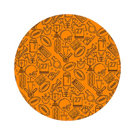 simsearch:400-06083555,k - Vector pattern with brown outline elements or symbols for American football on orange background. Stockbilder - Microstock & Abonnement, Bildnummer: 400-07976637