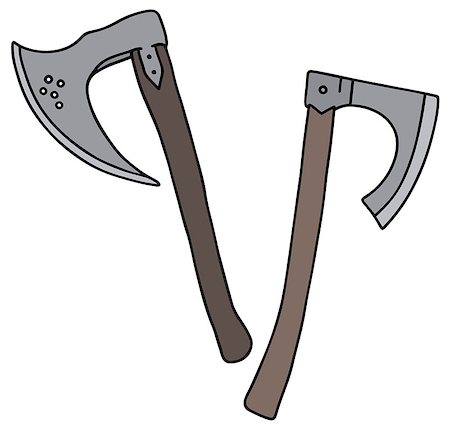 Hand drawing of two old ketch axes Stock Photo - Budget Royalty-Free & Subscription, Code: 400-07976974