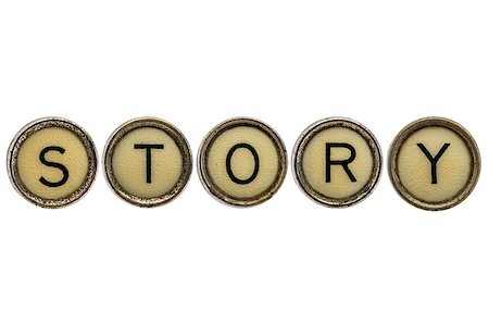 pixelsaway (artist) - story word in old round typewriter keys isolated on white Foto de stock - Royalty-Free Super Valor e Assinatura, Número: 400-07977005