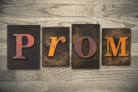 The word "PROM" written in wooden letterpress type. Stock Photo - Budget Royalty-Free & Subscription, Code: 400-07977114