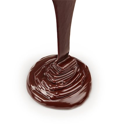 stream of dark chocolate isolated on white background Photographie de stock - Aubaine LD & Abonnement, Code: 400-07977227