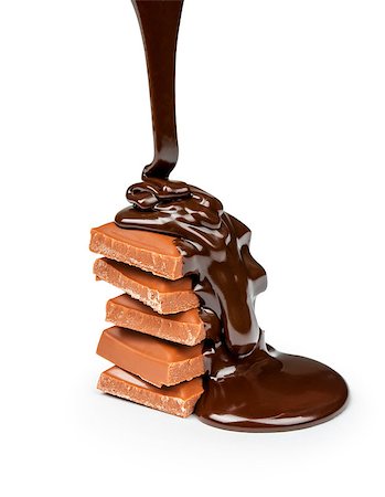 simsearch:400-04462092,k - on pieces of milk chocolate pours dark chocolate on a white background Stockbilder - Microstock & Abonnement, Bildnummer: 400-07977245