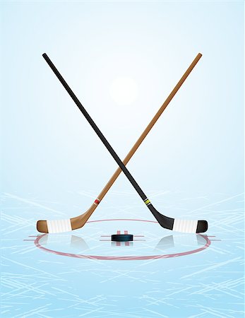 enterlinedesign (artist) - An illustration of ice hockey sticks, puck, and ice rink. Vector EPS 10 available. EPS file contains transparencies and gradient mesh. Stock Photo - Budget Royalty-Free & Subscription, Code: 400-07977312