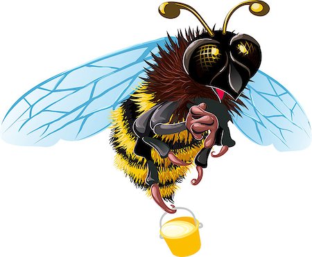 sharpner (artist) - Flying with a bucket of honey bee happy is something to see Stockbilder - Microstock & Abonnement, Bildnummer: 400-07977517