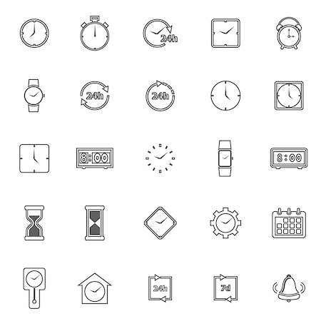 reloj digital - Time line icons on white background, stock vector Foto de stock - Super Valor sin royalties y Suscripción, Código: 400-07977614