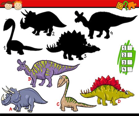 simsearch:400-08161528,k - Cartoon Illustration of Education Shadow Matching Game for Preschool Children Foto de stock - Royalty-Free Super Valor e Assinatura, Número: 400-07977674