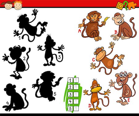 simsearch:400-07632250,k - Cartoon Illustration of Education Shadow Matching Game for Preschool Children Stock Photo - Budget Royalty-Free & Subscription, Code: 400-07977671