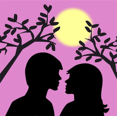 A man and a woman together in the moonlight. Stock Photo - Budget Royalty-Free & Subscription, Code: 400-07977697