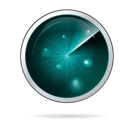 simsearch:400-06393113,k - Round blue radar screen with curved grid in some anomalous zone. Abstract isolated vector illustration on white background. Stock Photo - Budget Royalty-Free & Subscription, Code: 400-07978024