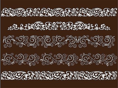 Vector illustration of five curled patterns on dark background. Foto de stock - Royalty-Free Super Valor e Assinatura, Número: 400-07978189