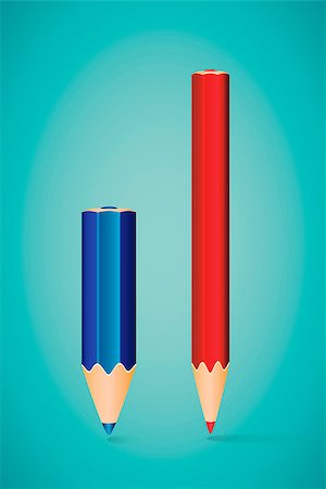 Vector Illustration - Two Vertical Pencils on Blue Background Foto de stock - Super Valor sin royalties y Suscripción, Código: 400-07978180