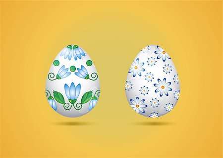 Vector Illustration - Two Easter Eggs On Yellow Background Foto de stock - Super Valor sin royalties y Suscripción, Código: 400-07978181