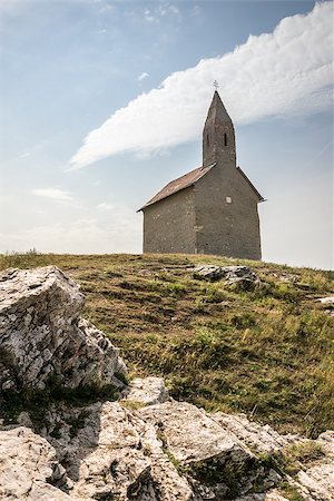 st michael - Old Roman Catholic Church of St. Michael the Archangel with Rocks in foreground on the Hill in Drazovce, Slovakia Photographie de stock - Aubaine LD & Abonnement, Code: 400-07978313