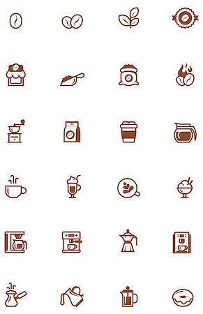 store milk - Set of the simple coffee related glyphs Stock Photo - Budget Royalty-Free & Subscription, Code: 400-07978450