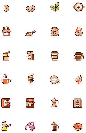 Set of the simple coffee related glyphs Stock Photo - Budget Royalty-Free & Subscription, Code: 400-07978451