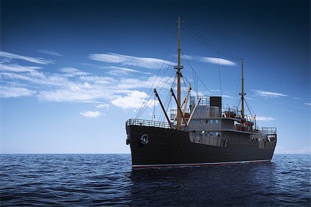 fisch-trawler - Cargo Ship In The Sea. 3D Scene. Stockbilder - Microstock & Abonnement, Bildnummer: 400-07978518