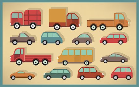 Vector illustration of simple cars collection Stock Photo - Budget Royalty-Free & Subscription, Code: 400-07978585