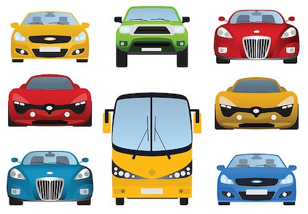 Vector illustration of cars collection (front view) Stock Photo - Budget Royalty-Free & Subscription, Code: 400-07978588