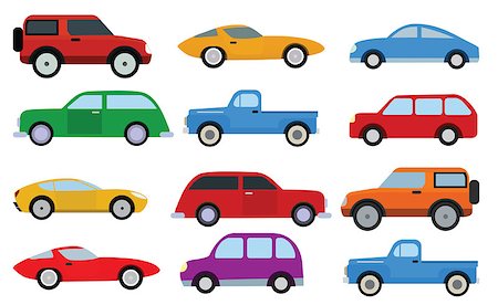 Vector illustration of various simple cars collection Stock Photo - Budget Royalty-Free & Subscription, Code: 400-07978589