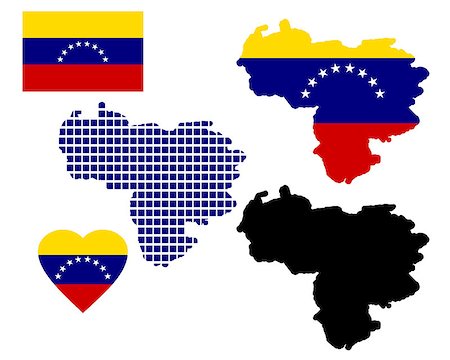 map of Venezuela and different types of symbols on a white background Stock Photo - Budget Royalty-Free & Subscription, Code: 400-07978660