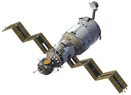 simsearch:400-09008608,k - Space Station Deploys Solar Panels. 3D Model. Foto de stock - Super Valor sin royalties y Suscripción, Código: 400-07978771