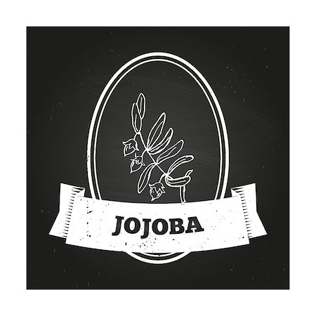simsearch:400-06358844,k - Health and Nature Collection. Badge template with a herb on chalkboard background. Jojoba Photographie de stock - Aubaine LD & Abonnement, Code: 400-07978854