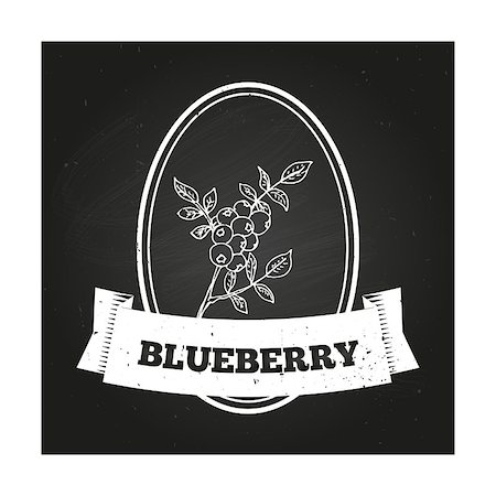 simsearch:400-06358844,k - Health and Nature Collection. Badge template with a herb on chalkboard background. Blueberry Photographie de stock - Aubaine LD & Abonnement, Code: 400-07978858