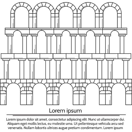 simsearch:400-07038923,k - Structure of level with different types arches. Black flat line vintage design vector illustration on white background with sample text. Stock Photo - Budget Royalty-Free & Subscription, Code: 400-07978989