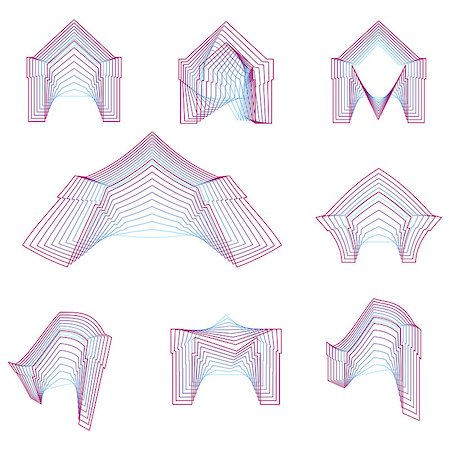 simsearch:400-07978992,k - Design elements with gradient color geometrical lines vector icons set for arch on white background. Stock Photo - Budget Royalty-Free & Subscription, Code: 400-07978996