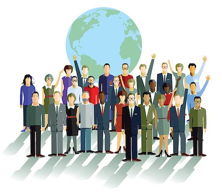 settled - Group of people in front of a globe Stock Photo - Budget Royalty-Free & Subscription, Code: 400-07979293