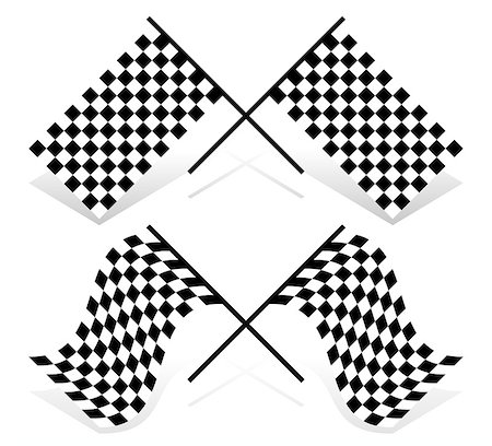 starting line race cars - Vector illustration of crossed racing flags. Resting and waving versions included Stock Photo - Budget Royalty-Free & Subscription, Code: 400-07979304