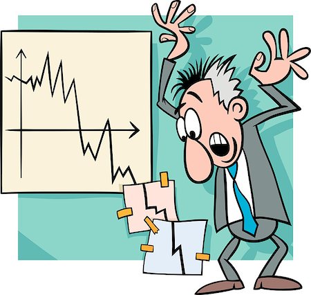 simsearch:400-09001049,k - Concept Cartoon Illustration of Economic Crisis and Panic Businessman Photographie de stock - Aubaine LD & Abonnement, Code: 400-07979317