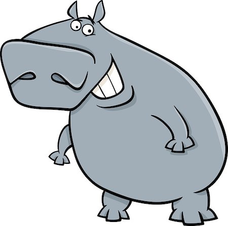 simsearch:400-07309629,k - Cartoon Illustration of Funny Hippopotamus Wild Animal Photographie de stock - Aubaine LD & Abonnement, Code: 400-07979324