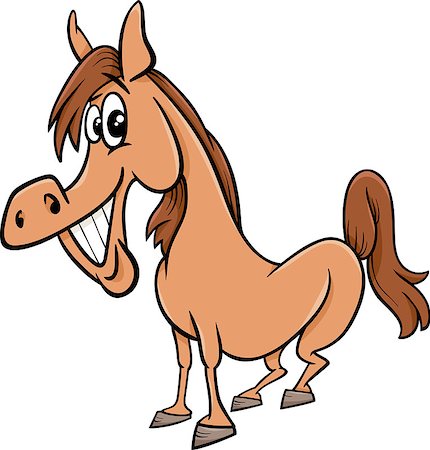 simsearch:400-09050259,k - Cartoon Illustration of Funny Horse Farm Animal Foto de stock - Royalty-Free Super Valor e Assinatura, Número: 400-07979325