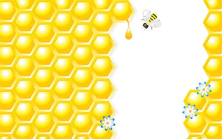 Honeycombs, Honey Drop, Flowers and Bee, vector illustration Foto de stock - Super Valor sin royalties y Suscripción, Código: 400-07979434