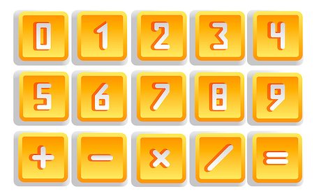 Yellow numeric button set isolated - vector illustration Foto de stock - Super Valor sin royalties y Suscripción, Código: 400-07979435