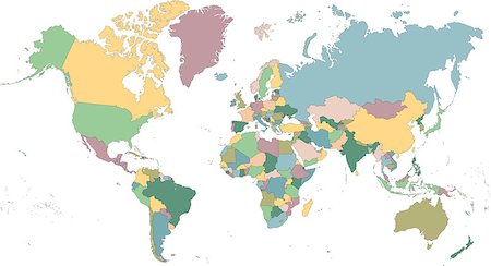 simsearch:400-08671929,k - Detailed map of the world divided into countries Photographie de stock - Aubaine LD & Abonnement, Code: 400-07979604