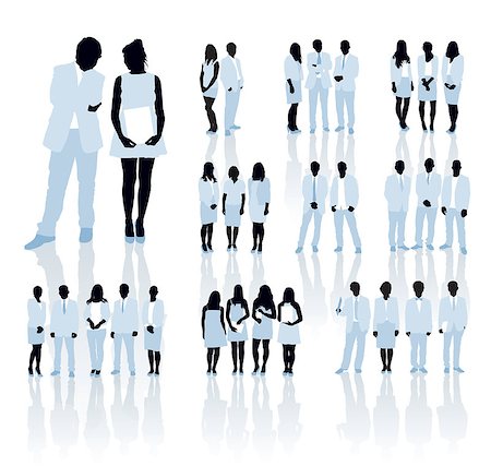 simsearch:400-07975463,k - Large set of people silhouettes. Businesspeople; men and women. Stock Photo - Budget Royalty-Free & Subscription, Code: 400-07979601