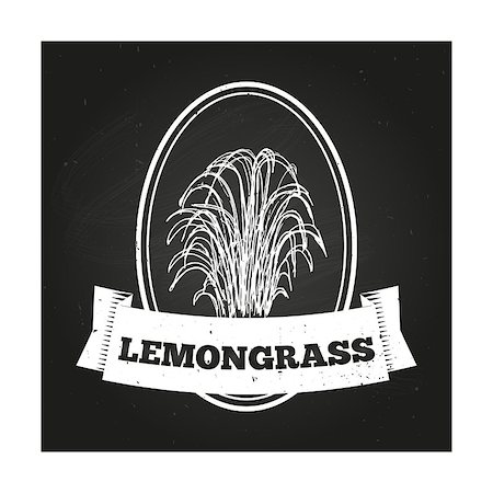 simsearch:400-06358844,k - Health and Nature Collection. Badge template with a herb on chalkboard background. Lemongrass Photographie de stock - Aubaine LD & Abonnement, Code: 400-07979623